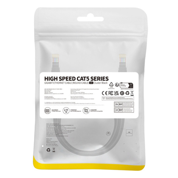 Baseus High Speed CAT5 | Kabel przewód sieciowy internetowy LAN Ethernet CAT5 RJ45 1m
