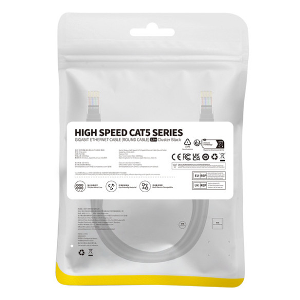 Baseus High Speed CAT5 | Kabel przewód sieciowy internetowy LAN Ethernet CAT5 RJ45 1.5m