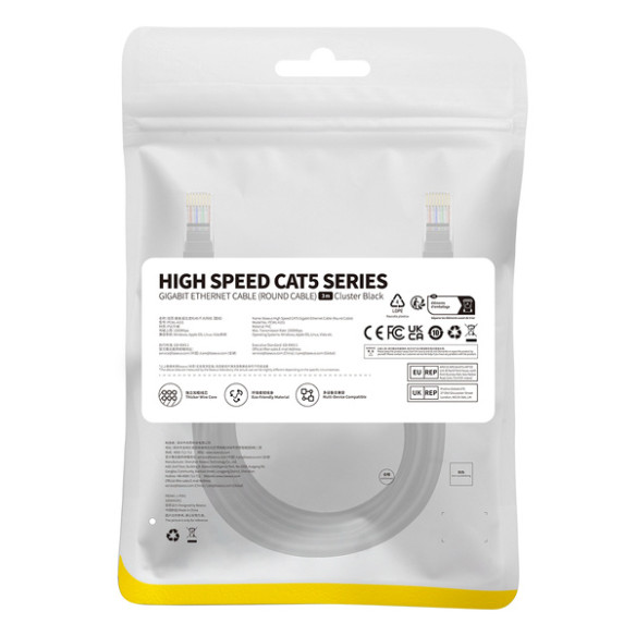 Baseus High Speed CAT5 | Kabel przewód sieciowy internetowy LAN Ethernet CAT5 RJ45 3m