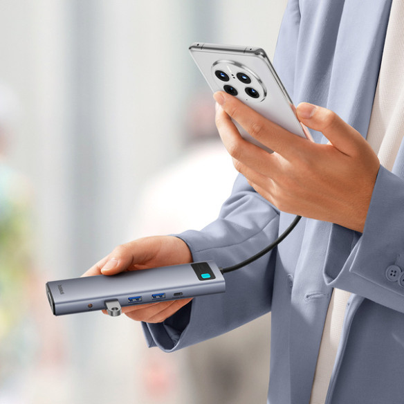 Baseus Metal Gleam 11w1 | Adapter HUB 11w1 USB-C do HDMI, VGA, RJ45, 3x USB 3.0, USB 2.0, SD/TF, USB-C 100W PD, Audio Mini Jack 