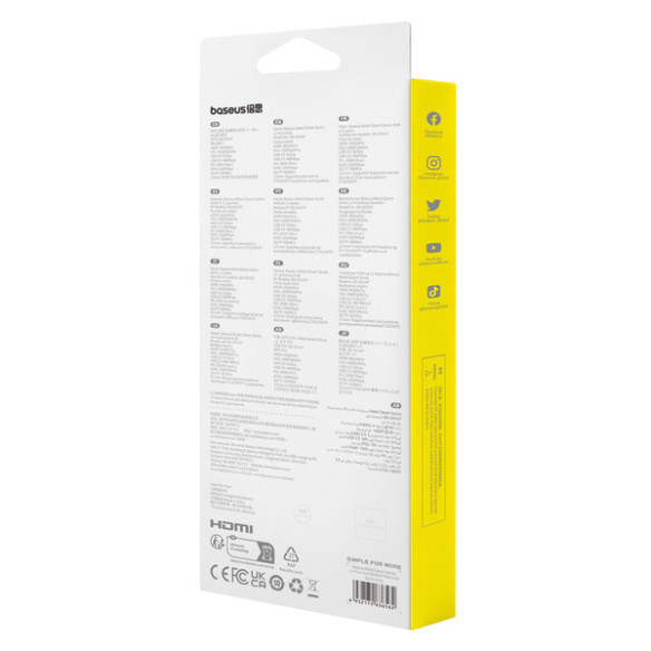 Baseus Metal Gleam 11w1 | Adapter HUB 11w1 USB-C do HDMI, VGA, RJ45, 3x USB 3.0, USB 2.0, SD/TF, USB-C 100W PD, Audio Mini Jack 