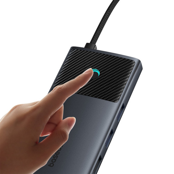 Baseus Metal Gleam II 11w1 | Adapter HUB 10w1 USB-C do 2x HDMI 4K, Display Port 4K, RJ45, 2x USB3.0, 2x USB2.0, SD/TF, Typ-C PD 