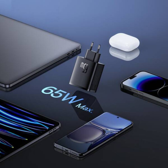 Baseus GaN5 Cube Pro | Ładowarka sieciowa zasilacz 3x USB-C USB-A 65W Power Delivery 3.0 QC 3.0 Huawei SCP FCP AFC PPS