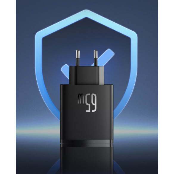 Baseus GaN5 Cube Pro | Ładowarka sieciowa zasilacz 3x USB-C USB-A 65W Power Delivery 3.0 QC 3.0 Huawei SCP FCP AFC PPS