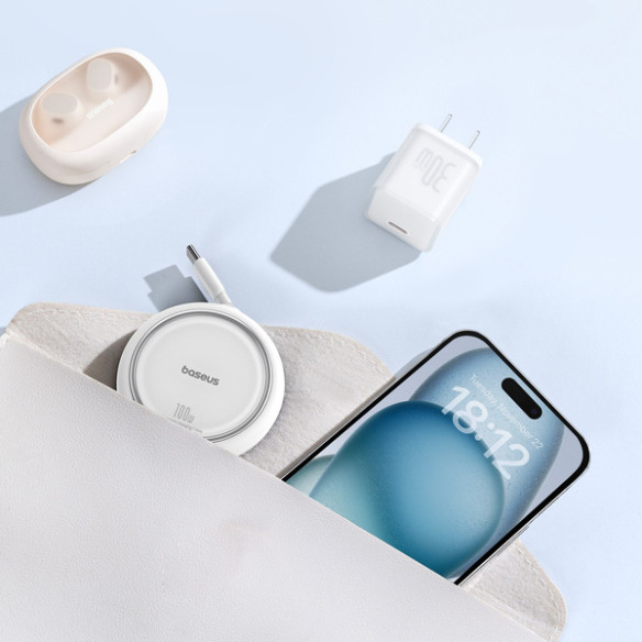 Baseus Free2Draw Mini | Kabel z regulacją długości USB-C Type-C Power Delivery 100W 1m 