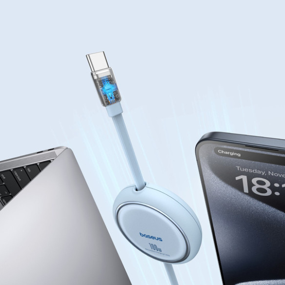 Baseus Free2Draw Mini | Kabel z regulacją długości USB-C Type-C Power Delivery 100W 1m 