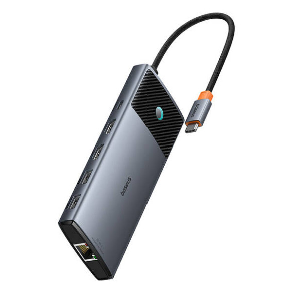 Baseus Metal Gleam II 10w1 | Adapter HUB 10w1 USB-C do 2x HDMI, RJ45, Typ-C Data, USB3.2, 2x USB2.0, SD/TF, Typ-C 100W