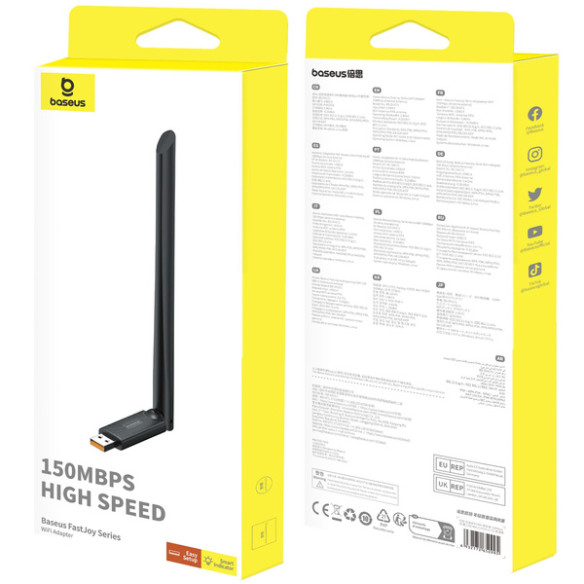 Baseus FastJoy WiFi | Karta sieciowa adapter WiFi USB do komputera laptopa zewnętrzna 2.4 GHz 150Mbps