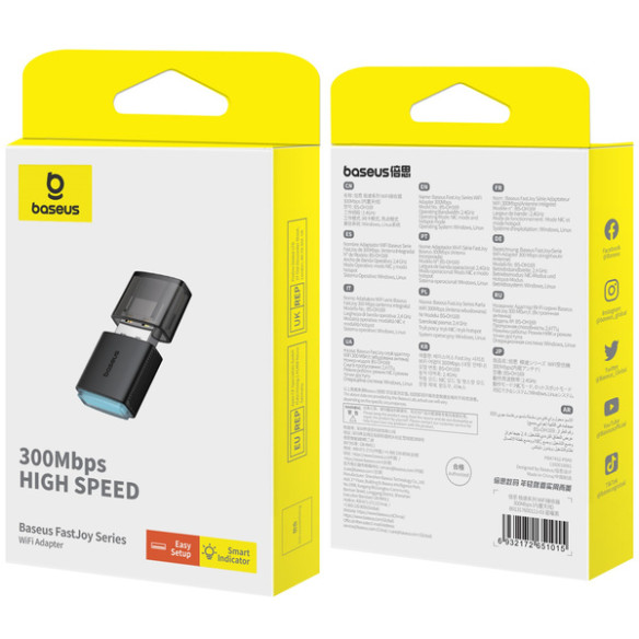 Baseus FastJoy WiFi | Karta sieciowa adapter WiFi USB do komputera laptopa zewnętrzna 2.4 GHz 300Mbps