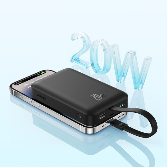Baseus Magnetic Mini | Power Bank 10000mAh 20W USB-C z ładowaniem bezprzewodowym MagSafe z kablem Lightning (do iPhone)