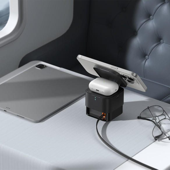 Baseus MagPro 2-in-1 | Ładowarka indukcyjna 25W do iPhone (MagSafe) + słuchawki AirPods + port USB-C Type-C pod ładowarkę indukc