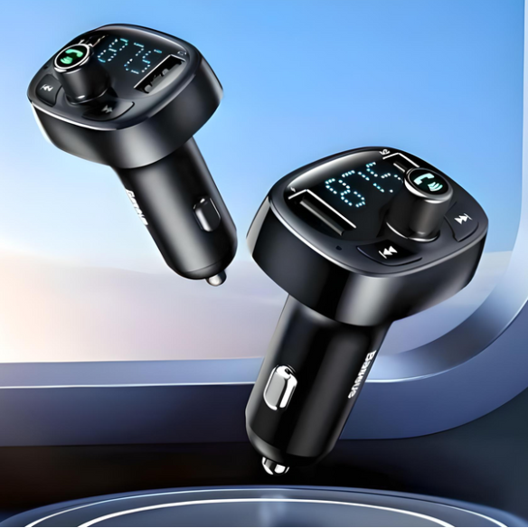 Baseus T typed | Transmiter FM bluetooth 4.2 MP3 + ładowarka samochodowa 2x USB 3.4A