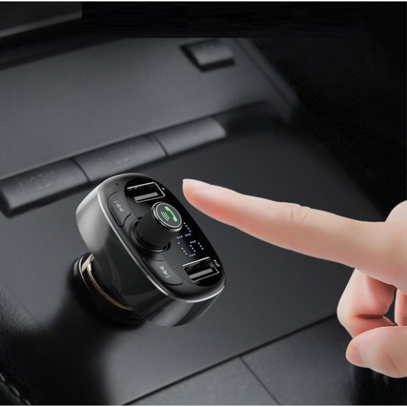 Baseus T typed | Transmiter FM bluetooth 4.2 MP3 + ładowarka samochodowa 2x USB 3.4A