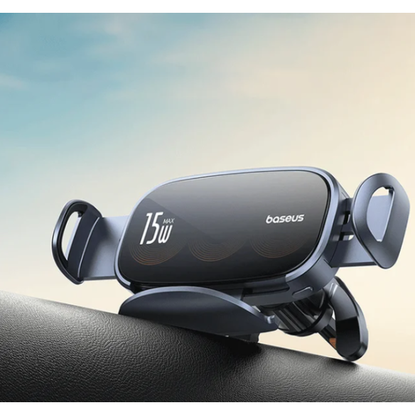 Baseus LightChaser Series Triple-Coil Wireless Charging Electric Car Mount Cluster Black