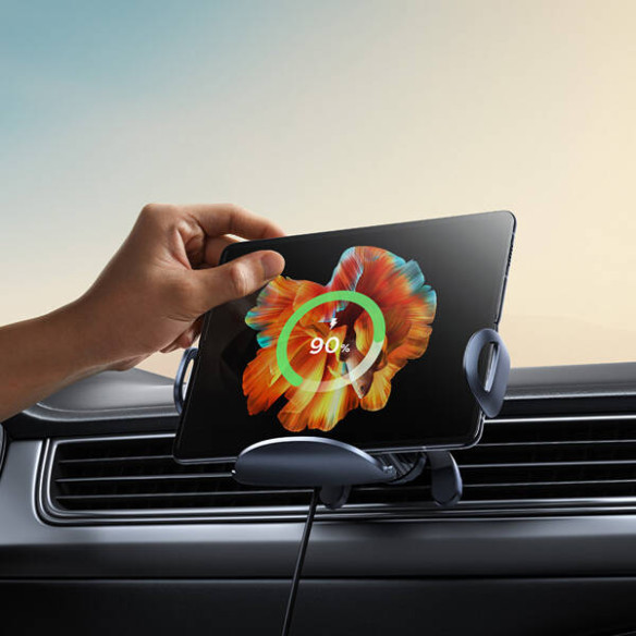 Baseus LightChaser Series Triple-Coil Wireless Charging Electric Car Mount Cluster Black