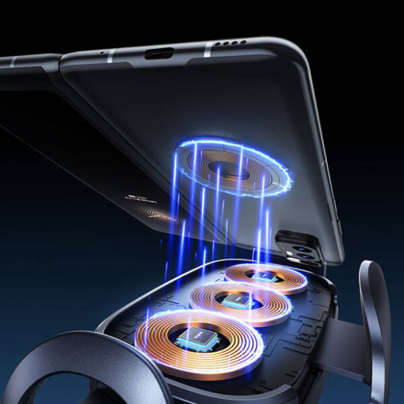 Baseus LightChaser Series Triple-Coil Wireless Charging Electric Car Mount Cluster Black