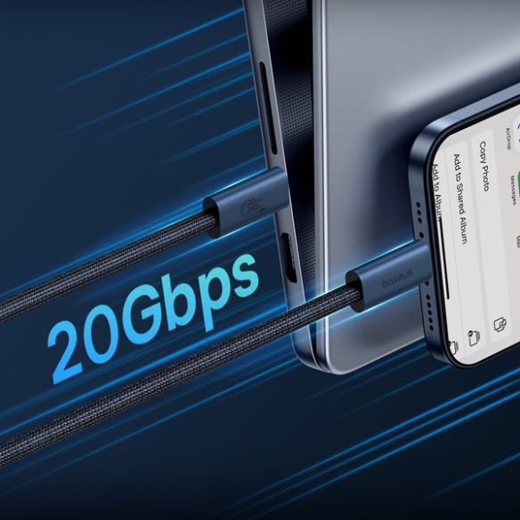 Baseus Flash 2 USB4 | Kabel USB-C do USB-C 240W | Szybkie Ładowanie i Transfer 20Gb/s  4K60Hz | 1.8m | Czarny