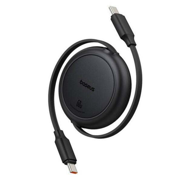 Baseus Free2Pull Mini  | Kabel zwijany, z szybkim ładowaniem, przewód, USB-C Typ-C 60W, czarny, 1m