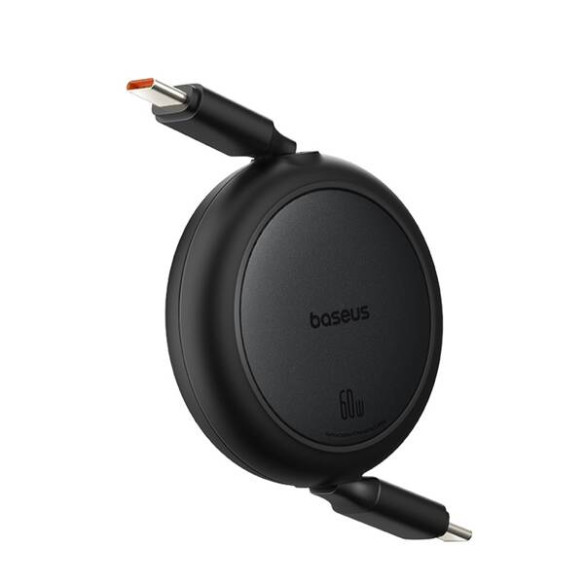 Baseus Free2Pull Mini  | Kabel zwijany, z szybkim ładowaniem, przewód, USB-C Typ-C 60W, czarny, 1m
