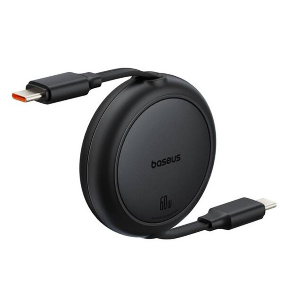 Baseus Free2Pull Mini  | Kabel zwijany, z szybkim ładowaniem, przewód, USB-C Typ-C 60W, czarny, 1m
