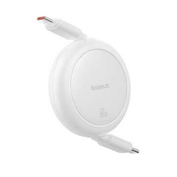 Baseus Free2Pull Mini | Kabel zwijany, z szybkim ładowaniem, przewód, USB-C Typ-C 60W, biały, 1m