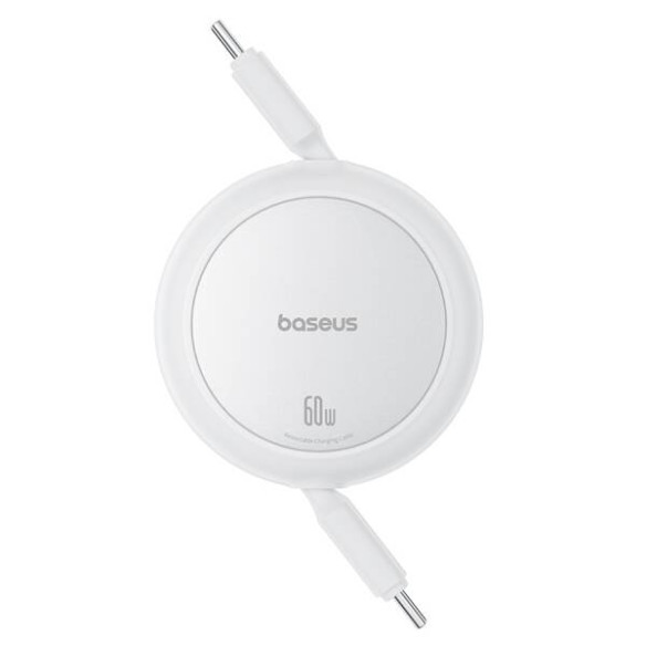 Baseus Free2Pull Mini | Kabel zwijany, z szybkim ładowaniem, przewód, USB-C Typ-C 60W, biały, 1m