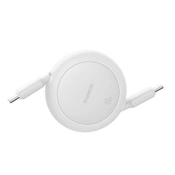 Baseus Free2Pull Mini | Kabel zwijany, z szybkim ładowaniem, przewód, USB-C Typ-C 60W, biały, 1m