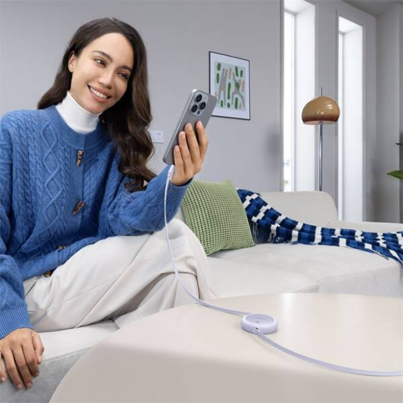 Baseus Free2Pull Mini | Kabel zwijany, z szybkim ładowaniem, przewód, USB-C Typ-C 60W, fioletowy, 1m