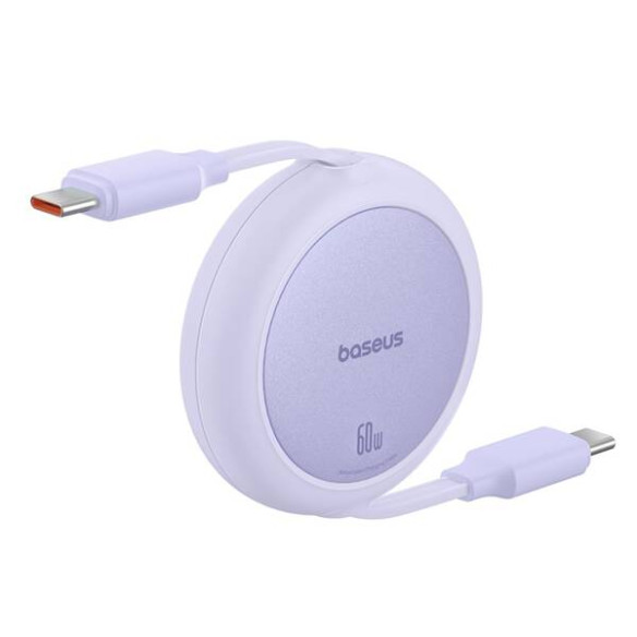 Baseus Free2Pull Mini | Kabel zwijany, z szybkim ładowaniem, przewód, USB-C Typ-C 60W, fioletowy, 1m