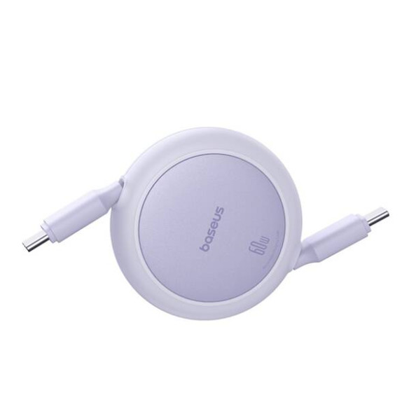 Baseus Free2Pull Mini | Kabel zwijany, z szybkim ładowaniem, przewód, USB-C Typ-C 60W, fioletowy, 1m