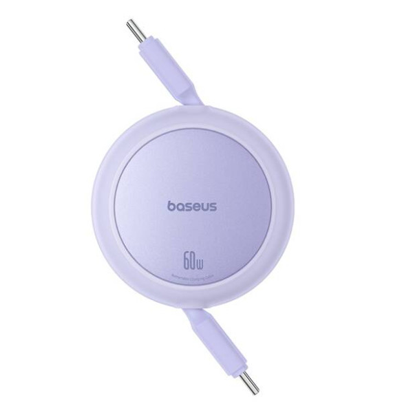 Baseus Free2Pull Mini | Kabel zwijany, z szybkim ładowaniem, przewód, USB-C Typ-C 60W, fioletowy, 1m