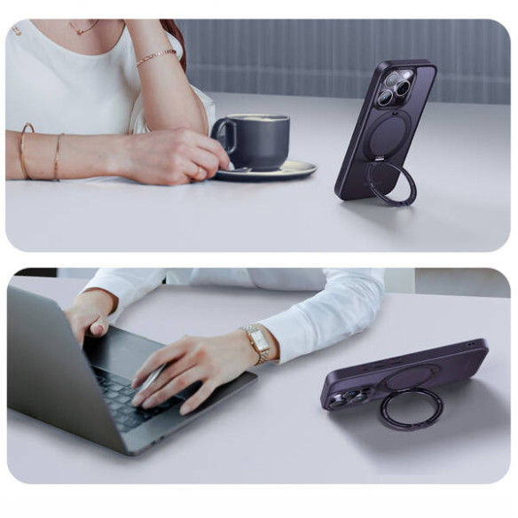 Baseus SkyRing Series 360°  | Etui magnetyczne Case Ring + Szkło hartowane do iPhone 14 Pro