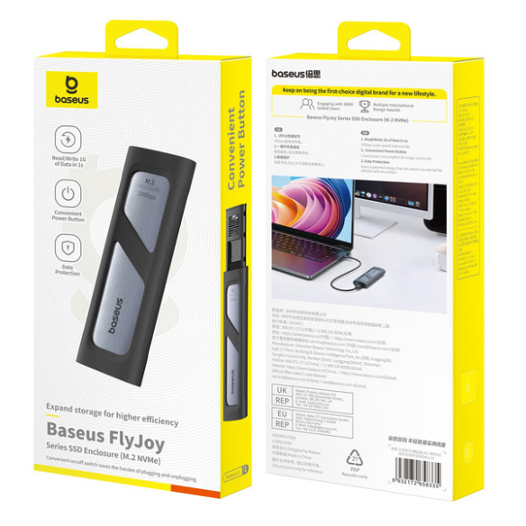Baseus FlyJoy Enclosure | Obudowa dysku, kieszeń na dysk,  M.2 NVMe USB3.2 Gen2 10Gbps 8TB Aluminiowa