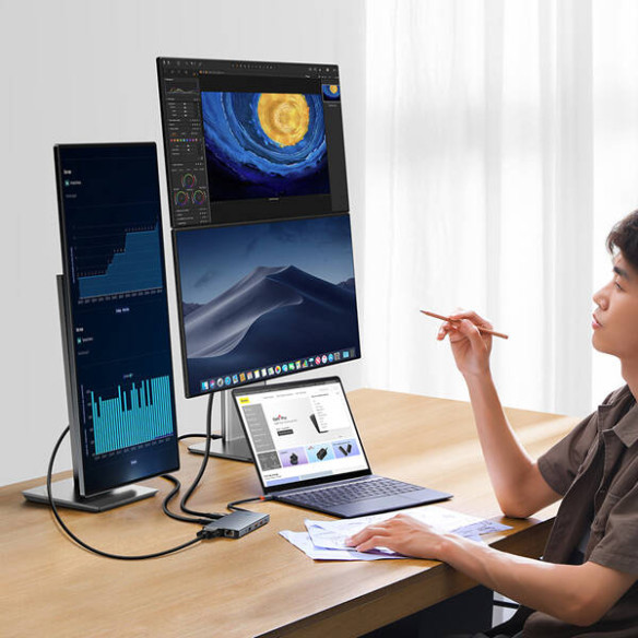 Baseus PortalJoy Series | Adapter HUB USB-C do 13 Portów,  2x HDMI, VGA, DP,  2x USB3.1, USB2.0, USB-C, Mini Jack, RJ45, SF/TF 1