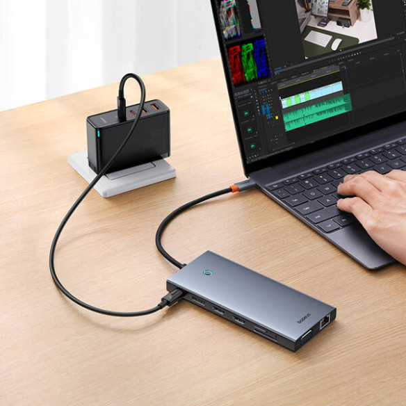 Baseus PortalJoy Series | Adapter HUB USB-C do 13 Portów,  2x HDMI, VGA, DP,  2x USB3.1, USB2.0, USB-C, Mini Jack, RJ45, SF/TF 1