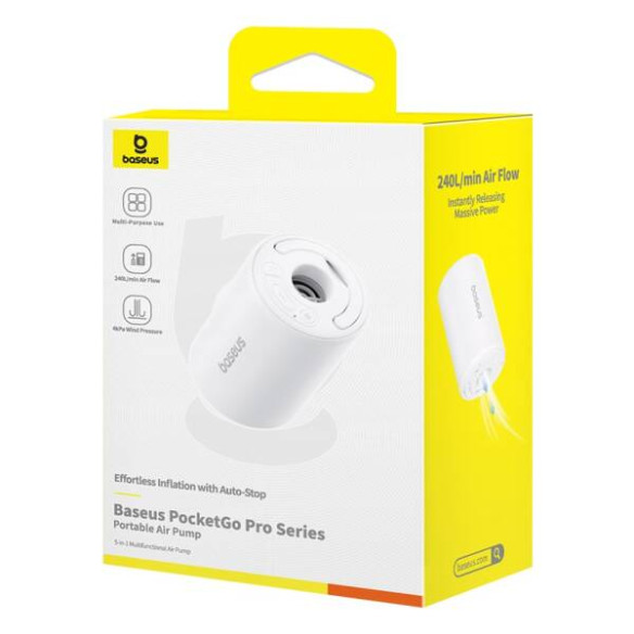 Baseus PocketGo Pro | Pompka elektryczna, bezprzewodowa do kółek, pontonów, materacy, dmuchańców, mocna