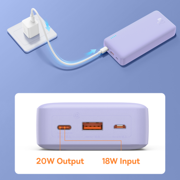 Baseus Airpow | Power Bank z szybkim ładowaniem PD 20W 20000mAh, kabel USB-C
