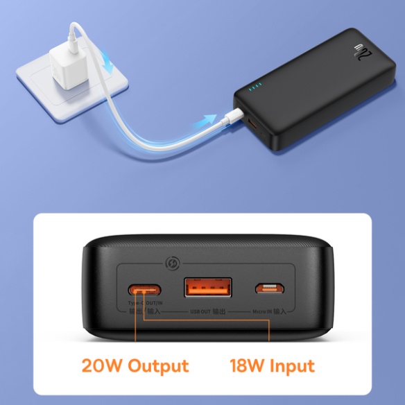 Baseus Airpow | Power Bank z szybkim ładowaniem PD 20W 20000mAh, kabel USB-C