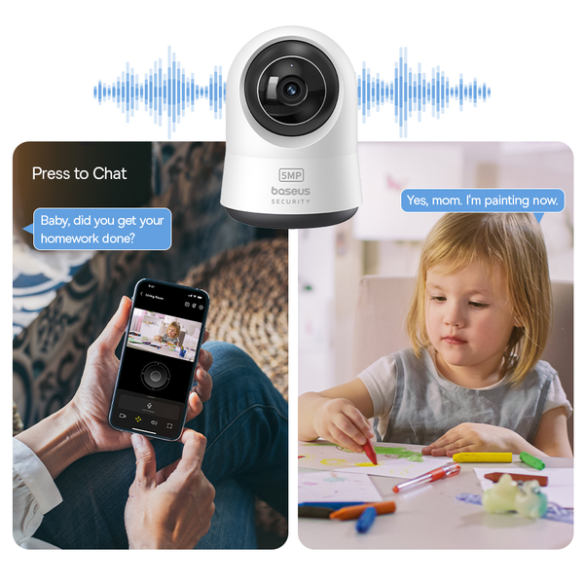 Baseus Security P1 Pro | Kamera IP WiFi wewnętrzna, 3K, Monitoring, Aplikacja, Mikrofon