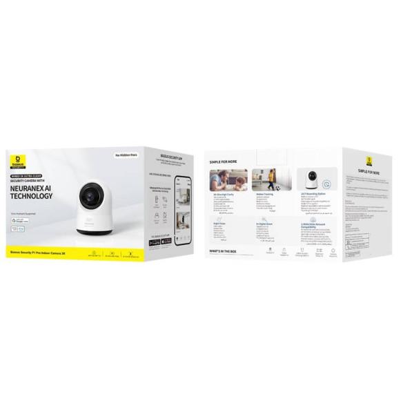 Baseus Security P1 Pro | Kamera IP WiFi wewnętrzna, 3K, Monitoring, Aplikacja, Mikrofon