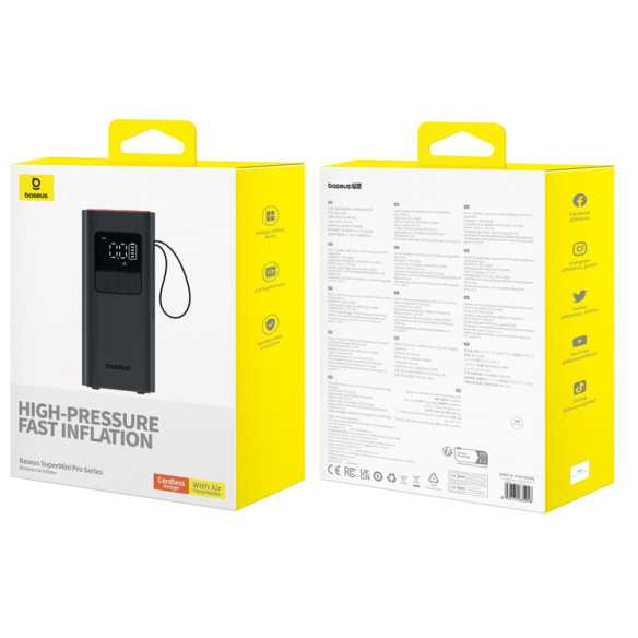 Baseus SuperMini Pro Series Wireless Car Inflator Cluster Black