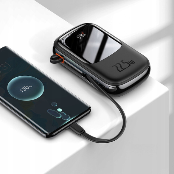 Baseus Qpow Pro | Power Bank 20000mAh 22.5W z wbudowanym kablem USB-C i szybkim ładowaniem