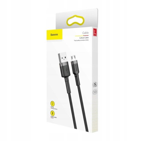 Baseus Cafule | Kabel nylonowy USB - Micro USB dwustronne złącze Quick Charge 2.4A 50cm