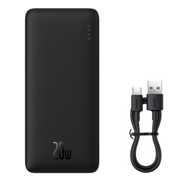 Baseus Airpow Fast Charge Power Bank 10000mAh 20W  Black（With Simple Series Charging Cable USB to Type-C 30cm  Black)