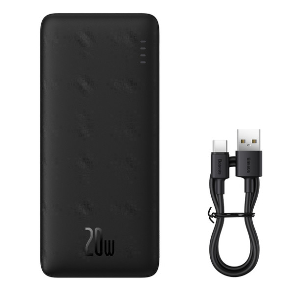 Baseus Airpow Fast Charge Power Bank 10000mAh 20W  Black（With Simple Series Charging Cable USB to Type-C 30cm  Black)