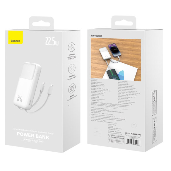 Baseus Comet Series | Power Bank z wbudowanymi kablami USB-C Lightning 10000mAh 22.5W PD QC