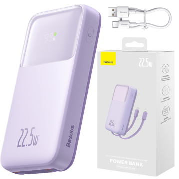 Baseus Comet Series | Power Bank z wbudowanymi kablami USB-C Lightning 20000mAh 22.5W PD QC
