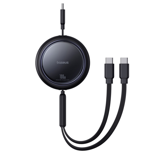 Baseus Bright Mirror Series One-for-two Fast Charging Data Cable Type-C to C+C 100W 1m Cluster Black