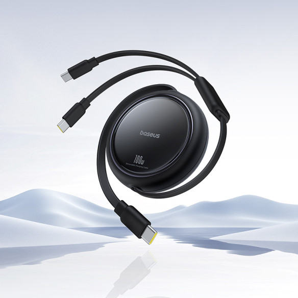 Baseus Bright Mirror Series One-for-two Fast Charging Data Cable Type-C to C+C 100W 1m Cluster Black