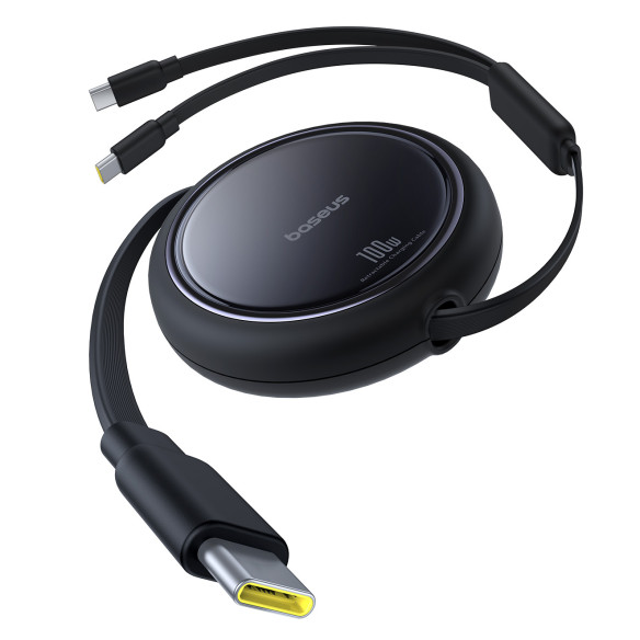 Baseus Bright Mirror Series One-for-two Fast Charging Data Cable Type-C to C+C 100W 1m Cluster Black